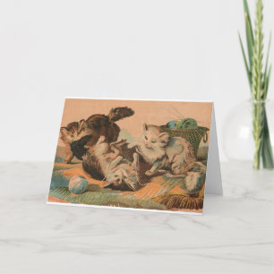 Vintage Cat Frolic Note Card Karte