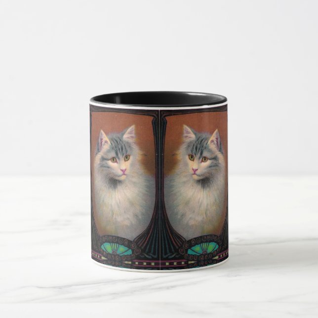 Vintage Cat Illustration Art Tasse (Zentrum)