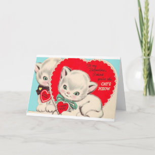 Vintage Cat Valentine Day Grußkarte Feiertagskarte