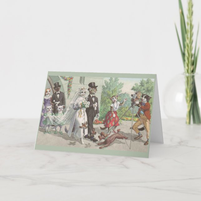 Vintage Cat Wedding Grußkarte Karte (Vorderseite)