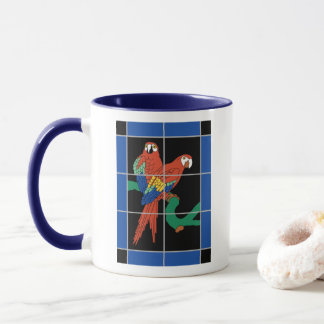 Vintage Catalina Island Red Parrots Tile Mural Tas Tasse