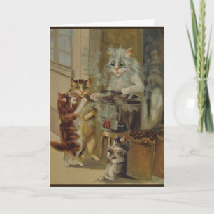 Vintage Cats and Roasted Chestnuts Note Card Karte