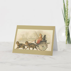 Vintage Cats in Carriage Note Card Karte