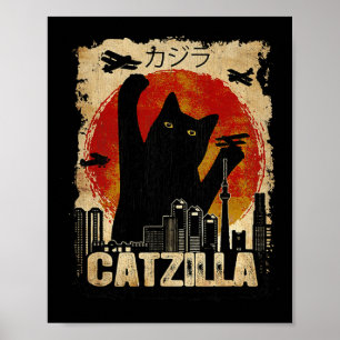 Vintage Catzilla - Lustiger Kätzchen und Katze Pul Poster