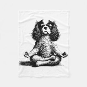 Vintage Cavalier King Charles Spaniel Yoga Hund  Fleecedecke