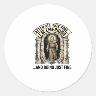 Vintage-Cave-Humor-Gravur Grafik-Shirt-Design_ Runder Aufkleber