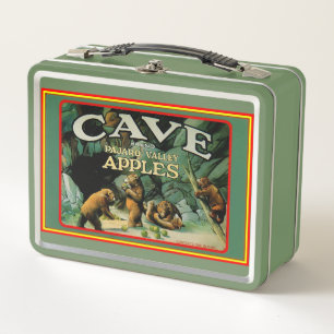 Vintage CAVE PAJARO TAL Äpfel Mittagspause Metall Brotdose