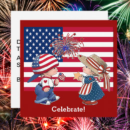 Vintage Celebrate American Flag Party Einladung