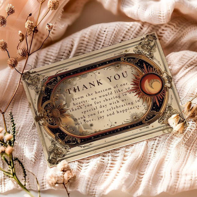 Vintage Celestial Art Nouveau Wedding Dankeskarte (Von Creator hochgeladen)