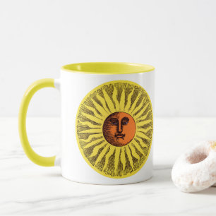 Vintage Celestial Gelber Lächelnder Glücklicher Hi Tasse