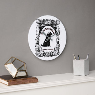 Vintage-Celestial-Hundeposter Semper Fidelis Große Wanduhr