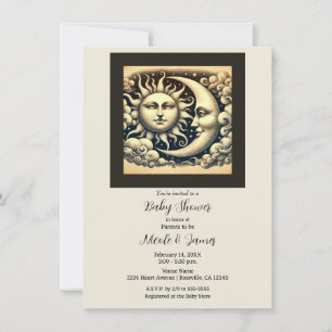 Vintage Celestial Sonne & Mond Baby Shower Einladung