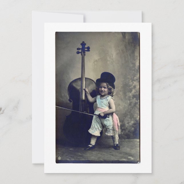 Vintage Cello Girl Einladung (Vorderseite)
