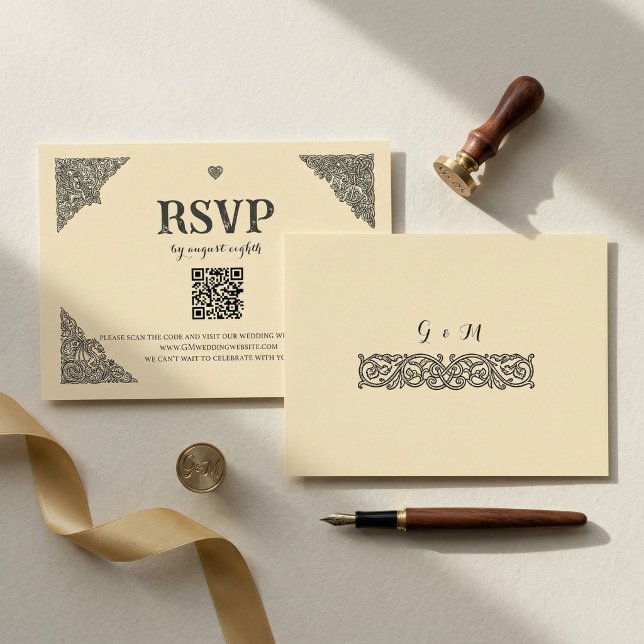 Vintage Celtic Knot RSVP Card Karte (Von Creator hochgeladen)