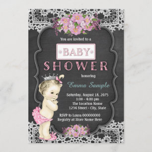 Vintage Chalkboard Baby Girl Dusche Einladung