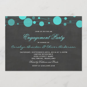 Vintage Chalkboard Blue Lantern Engagement Party Einladung
