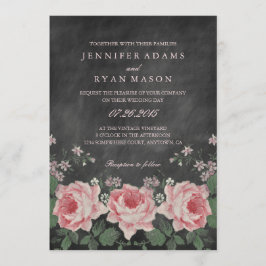 VINTAGE CHALKBOARD BLUME WEDING EINLADUNG