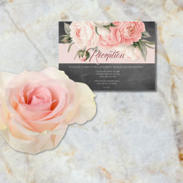 Vintage Chalkboard Boho Floral Wedding Reception Begleitkarte