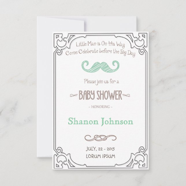 Vintage Chalkboard Boy Babay Shower Invitation (Devant)