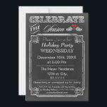 Vintage Chalkboard Feier Einladung<br><div class="desc">Chalkboard Feiern die Saison, Heiligenbeeren, Festtagsessen, Weihnachtsfeier Einladung</div>