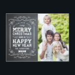 Vintage Chalkboard Holiday Foto Karte Postkarte<br><div class="desc">Feiern Sie die Saison mit dieser modernen und stilvollen Urlaubspostkarte von Berry Berry Sweet.</div>