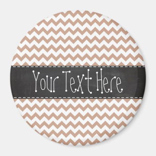 Vintage Chalkboard look; Brown Chevron Pattern Magnet