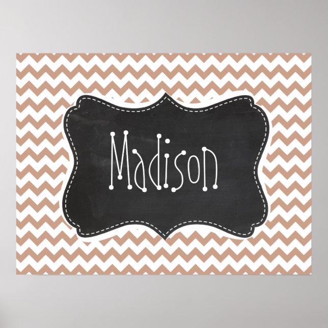 Vintage Chalkboard look; Brown Chevron Pattern Poster (Vorne)