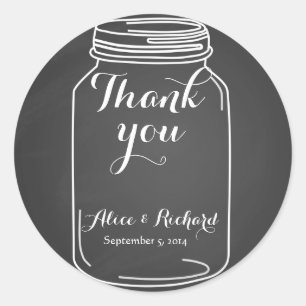 Vintage Chalkboard-Mason-Glas-Hochzeitsaufkleber Runder Aufkleber