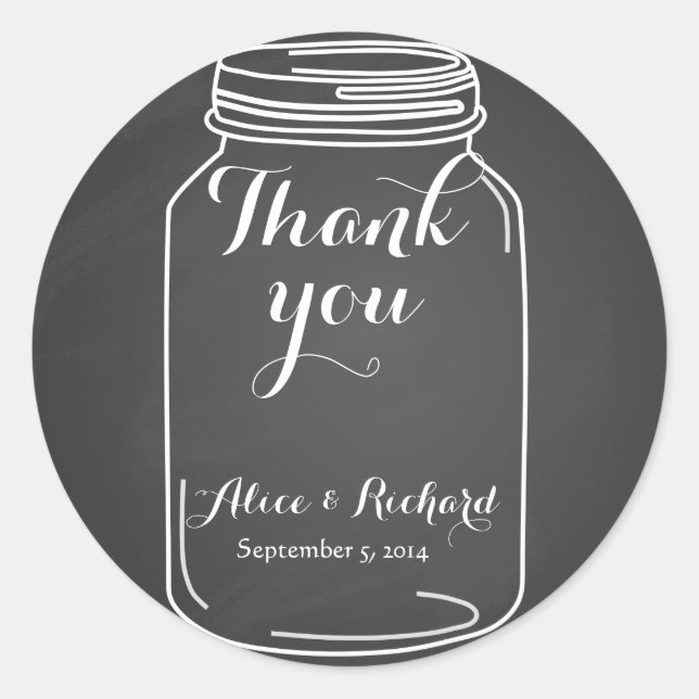 Vintage Chalkboard-Mason-Glas-Hochzeitsaufkleber Runder Aufkleber (Vorderseite)
