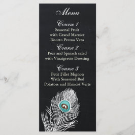 Vintage Chalkboard Pfauenhochzeitkarten Menükarte
