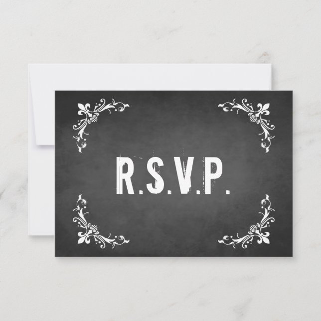 Vintage Chalkboard-RSVP-Karte RSVP Karte (Vorderseite)