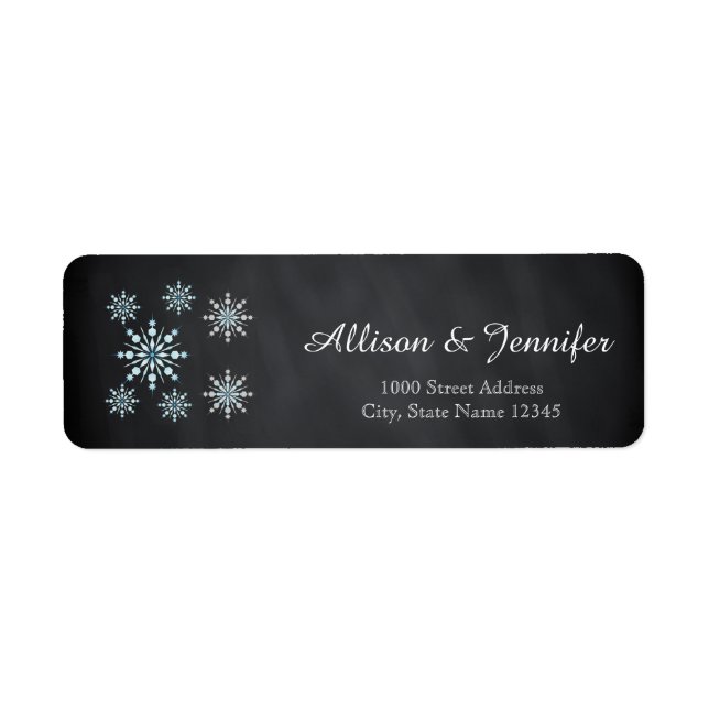 Vintage Chalkboard snowflake vacances Étiquette Ad (Devant)
