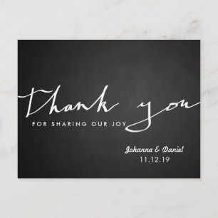 Vintage Chalkboard Wedding Danke Typografie Postkarte
