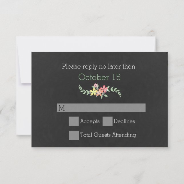 Vintage Chalkboard Wedding RSVP Card (Vorderseite)
