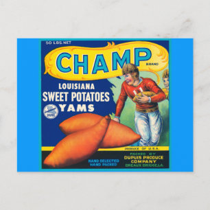 Vintage Champ Marke Süßkartoffeln Anzeige Postkarte