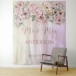 Vintage Champagner Peony Wedding Backdrop Tapestat Wandteppich
