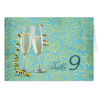 Vintage Champagnerflöten aquamarine Golddamastenho