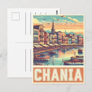 Vintage Chania Stadt Souvenirs Kreta Griechenland Postkarte