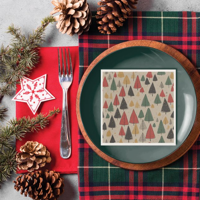 Vintage Charm: Weihnachtsbaum-Muster Serviette (Von Creator hochgeladen)