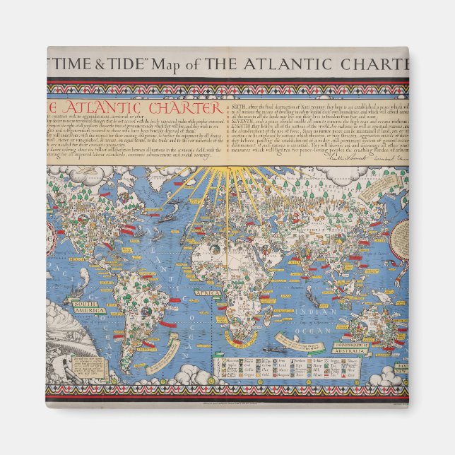 Vintage Charta der Vereinten Nationen / Atlantisch Magnet (Vorne)