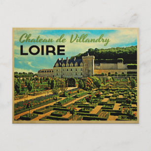 Vintage Chateau de Villandry Loire Postkarte