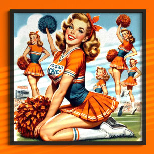 Vintage-Cheerleader-Illustration Poster