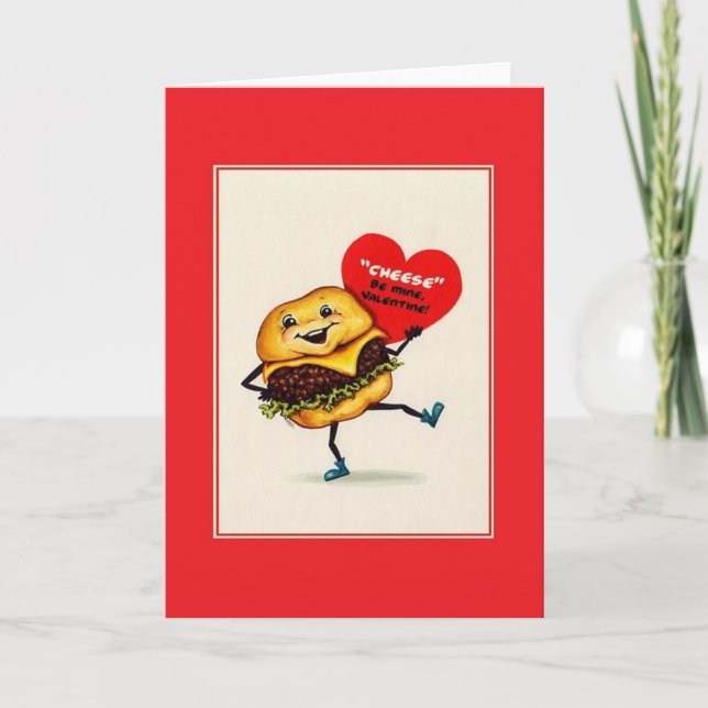 Vintage Cheeseburger Valentinerkarte Feiertagskarte (Vorderseite)