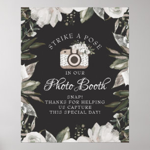 Vintage Cherish Floral Fotoautomaten Hochzeitsschi Poster