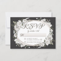 Vintage Cherish Oval Floral Wedding RSVP Reaktion