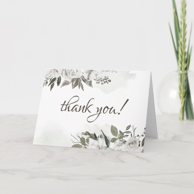 Vintage Cherish Rose Blumengemälde Hochzeitsszenar Dankeskarte (Vorderseite)