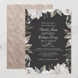 Vintage Cherish White Floral & Rose Border Wedding Einladung