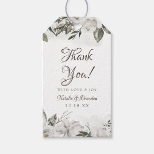 Vintage Cherish White Floral Wedding Vielen Dank Geschenkanhänger