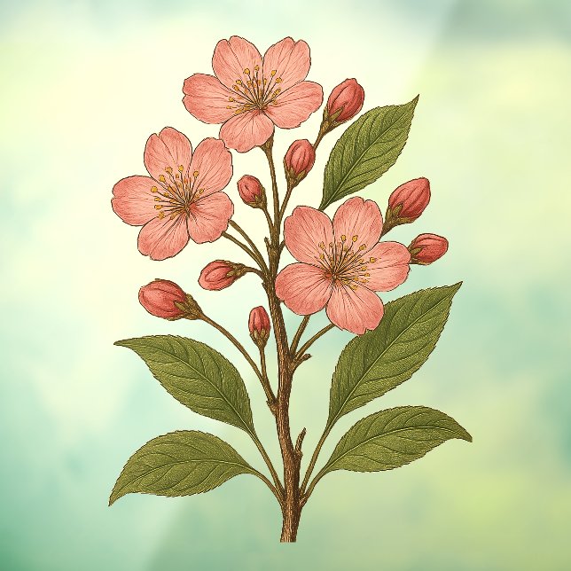Vintage Cherry Blossom Fensteraufkleber (Blatt 3)