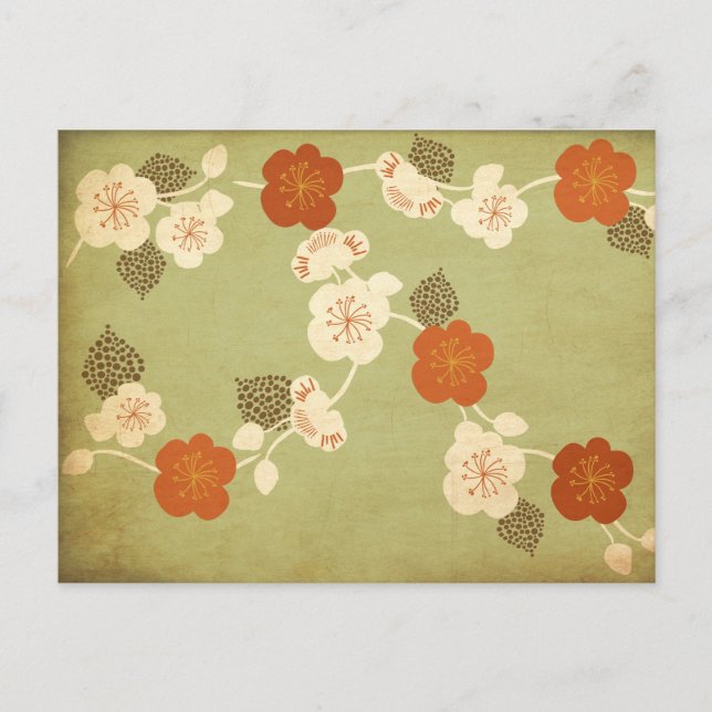 Vintage cherry blossom flowers Postcard Postkarte (Vorderseite)